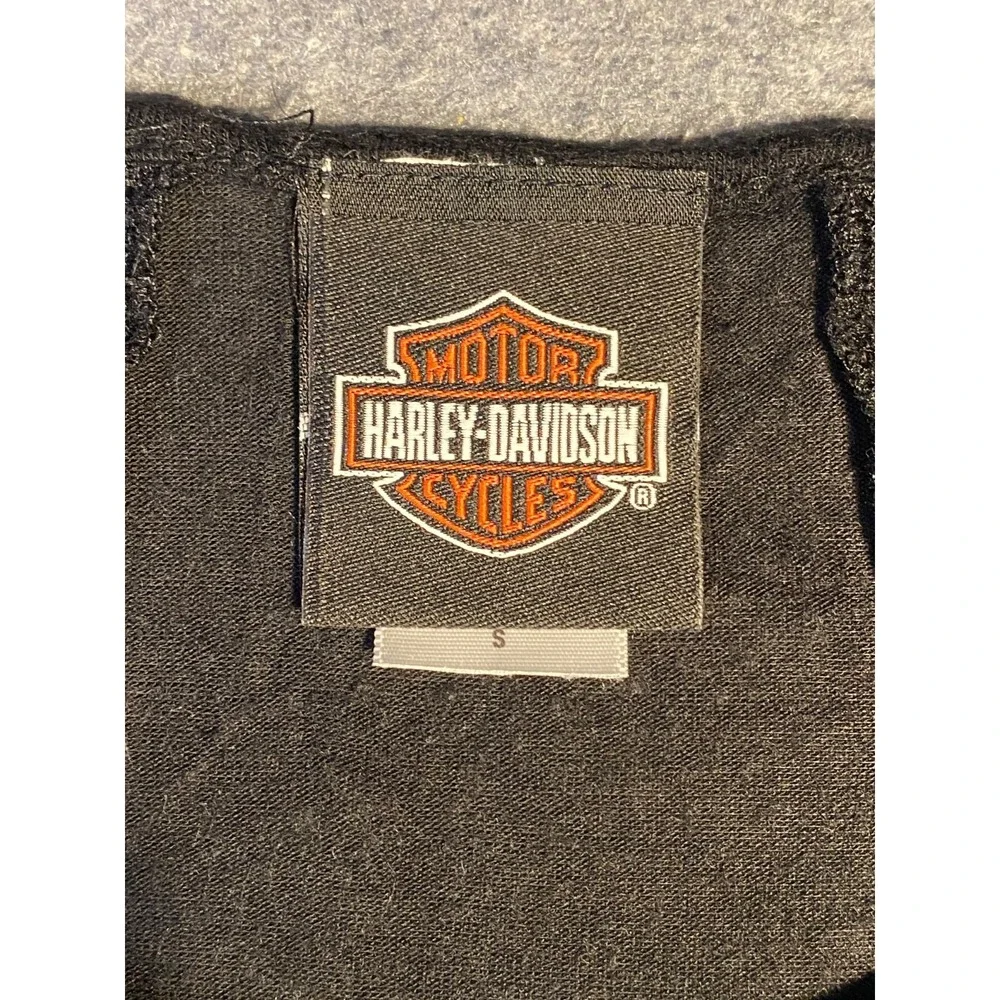 Vintage‎ HARLEY DAVIDSON Lace Back Rhinestone Women's LONG SLEEVE black SMALL